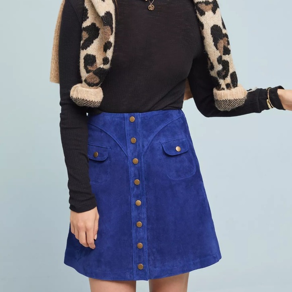 Anthropologie Dresses & Skirts - Anthropologie Button Front Suede Mini Skirt NWT $148 Size 10